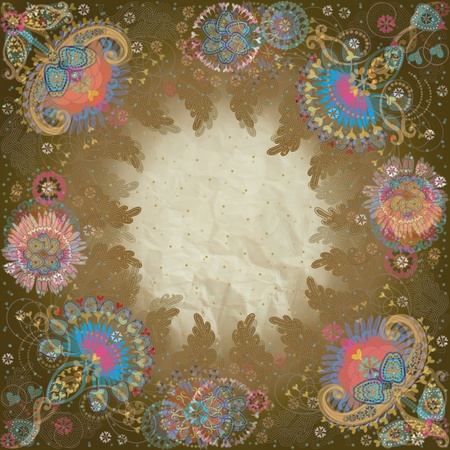 floral design, khaki backgroundの写真素材