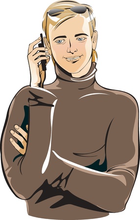 young man with a mobile phoneの写真素材