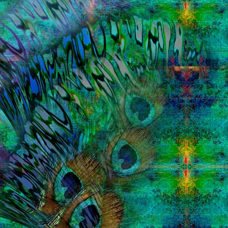 background blue and green, peacock featherの写真素材