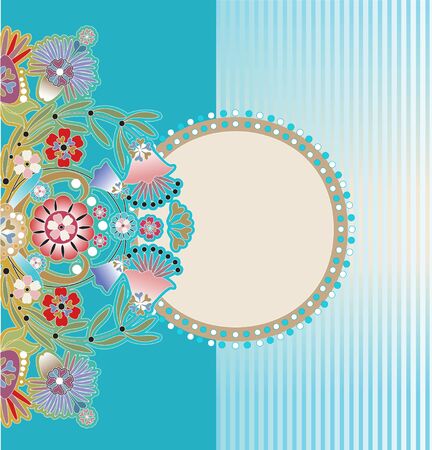  floral design on blue backgroundのイラスト素材