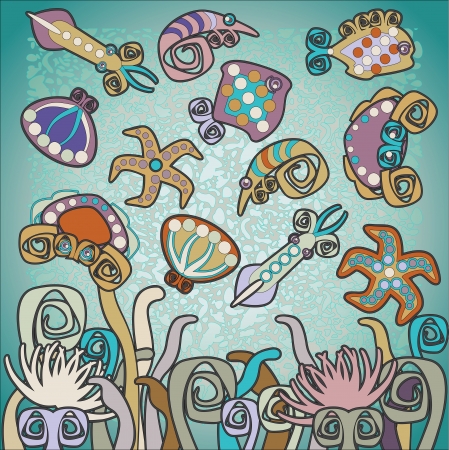 sea background, design elementsのイラスト素材