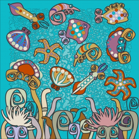 sea background, sea animalsのイラスト素材