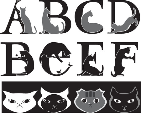 animalistic font, cat- letters のイラスト素材