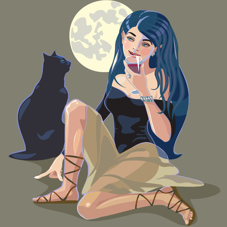 witch girl, halloween design elementのイラスト素材