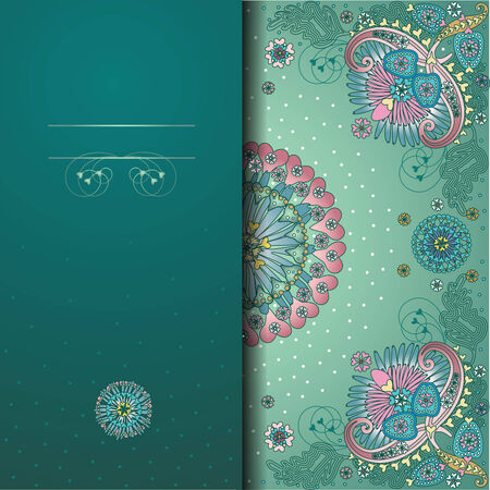 abstract floral pattern green, postcardのイラスト素材