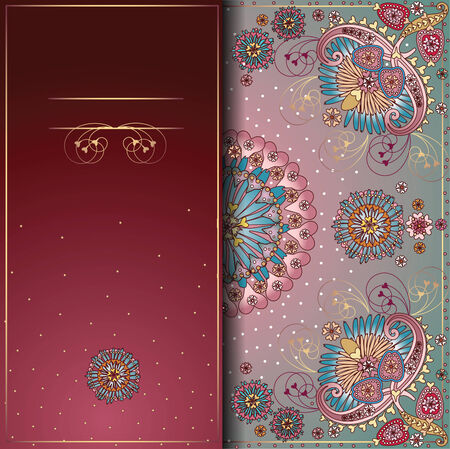 floral background, postcard design redのイラスト素材