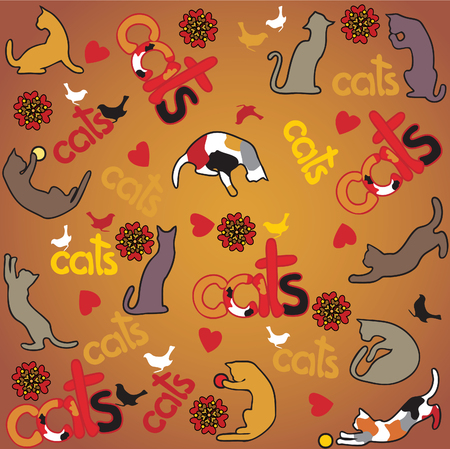 design element, cat backgroundのイラスト素材