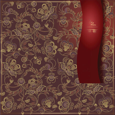 floral design dark red menu のイラスト素材
