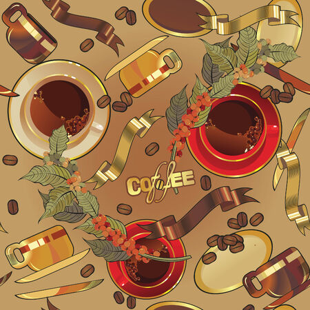 coffee background seamlessのイラスト素材