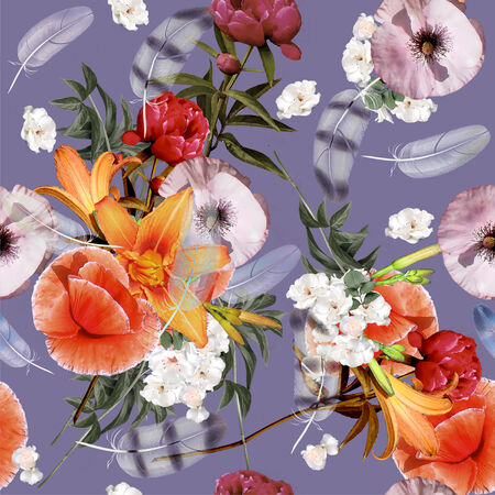 floral dfesign bouquet, seamless            の写真素材