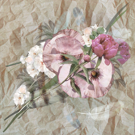 floral design pastel colored, iris bouquetの写真素材