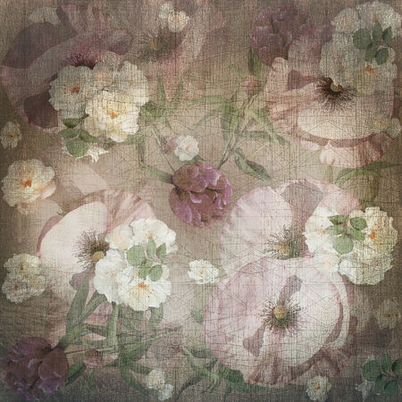 floral background pastel colored, poppy, bouquetの写真素材