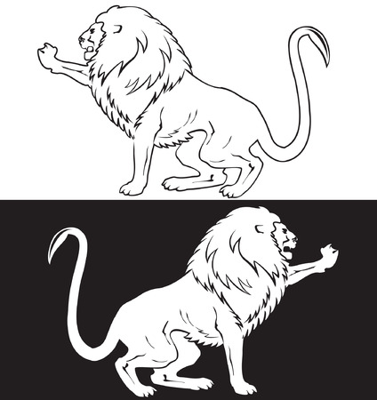 lion symbol black ana whiteのイラスト素材
