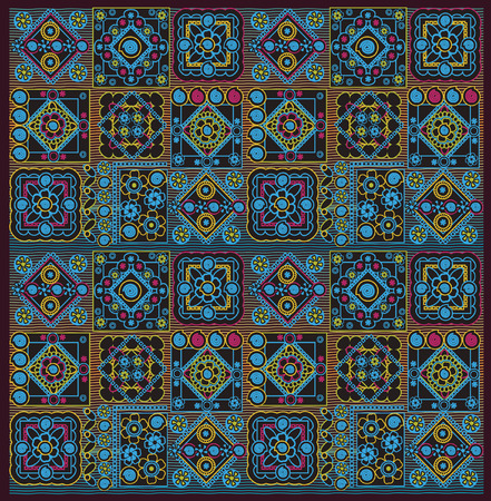 motley pattern, geomrtric and floral elementsのイラスト素材