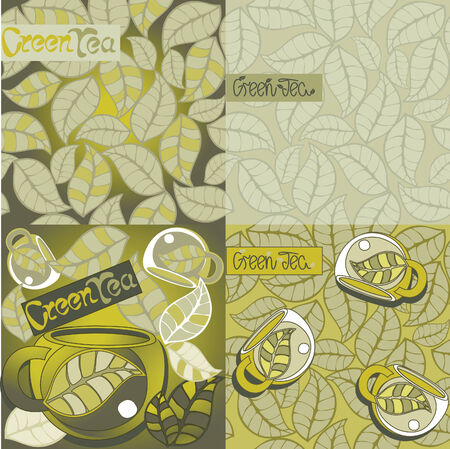 green tea team, lseamless background, lettersのイラスト素材