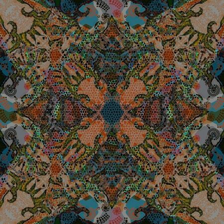 decoration  geometrical pattern, brown scales  mosaicの写真素材