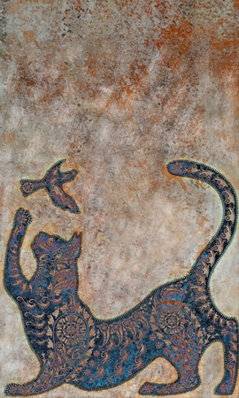 decoration motley animal pattern, floral fragments, tropical motifの写真素材