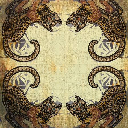 decoration motley animal pattern, old paperの写真素材