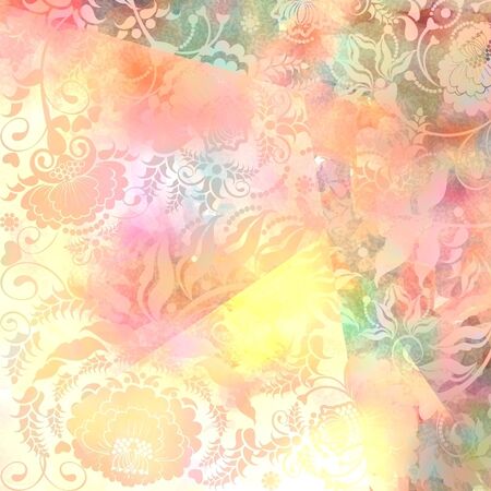 floral pattern, pastel colored, on spotted backgroundの写真素材
