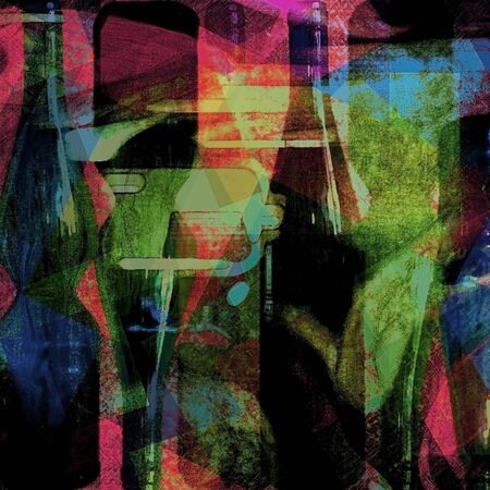 shabby background, silhouettes coloured bottles, wine listの写真素材