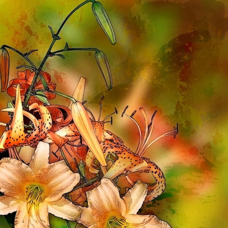 bouquet orange lilyes floral designの写真素材
