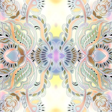 motley floral ornament on blur backgroundの写真素材