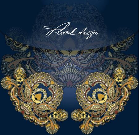 floral design element on dark blue background eps10のイラスト素材