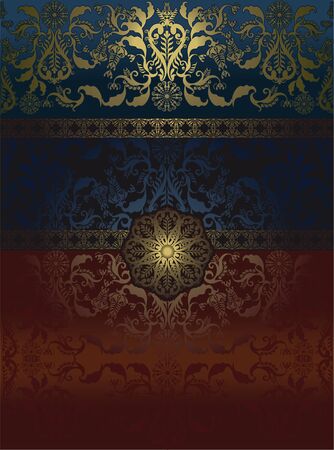 floral pattern  on dark red backgroundのイラスト素材