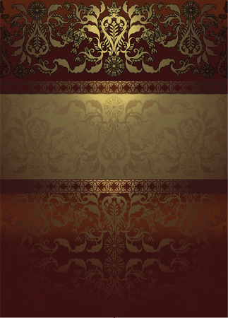 floral pattern  on dark red backgroundのイラスト素材