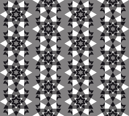 geometrical seamless black and white pattern on grey backgroundのイラスト素材