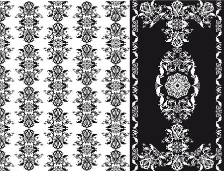 floral patten black and white seamlessのイラスト素材