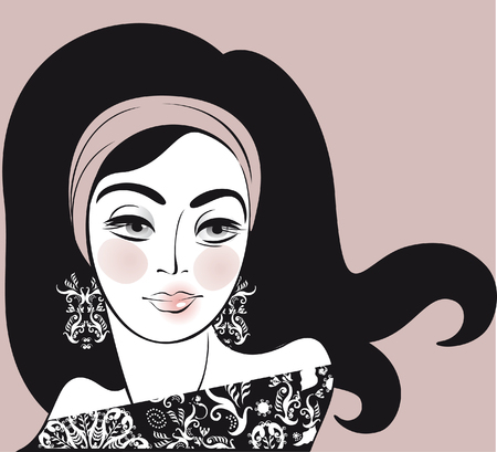 stylised portrait woman beautiful vintageのイラスト素材