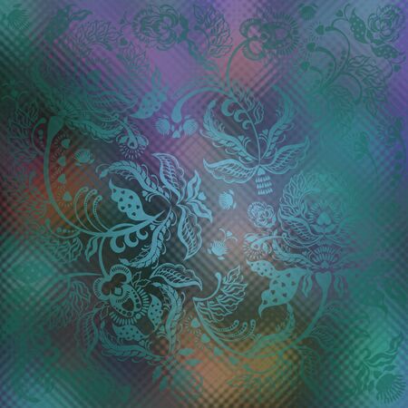 floral ornamental motley  background blueの写真素材