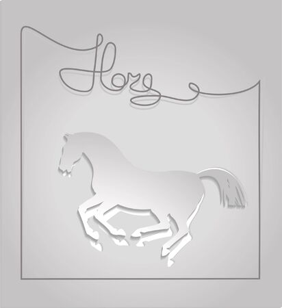 paper horse silhouette on pink backgroundのイラスト素材