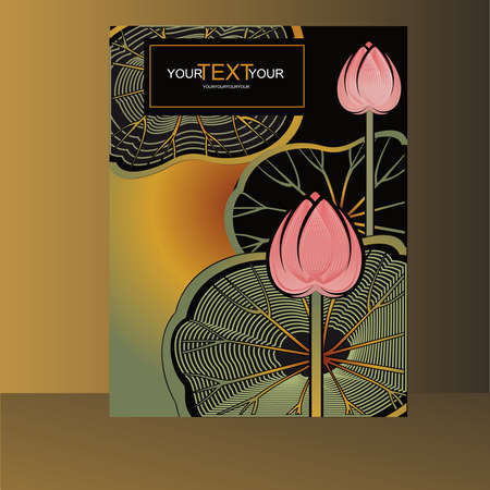 cover with a lotus flowers and leavesのイラスト素材