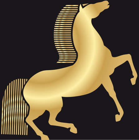 design element  horse golden on black backgroundのイラスト素材