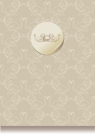 vintage  leaflet paper with a lion silhouette, eps10のイラスト素材