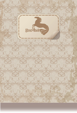 vintage  leaflet paper with a horses silhouette eps10のイラスト素材