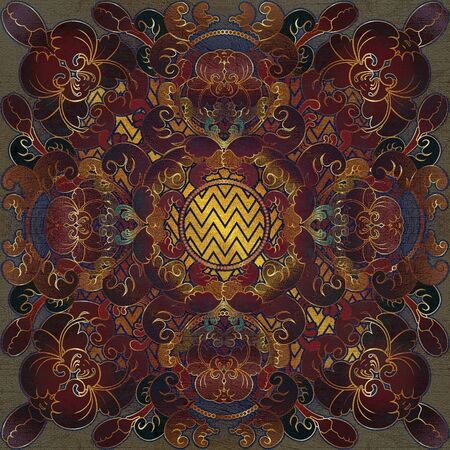 vintage old floral shabby backgroundの写真素材