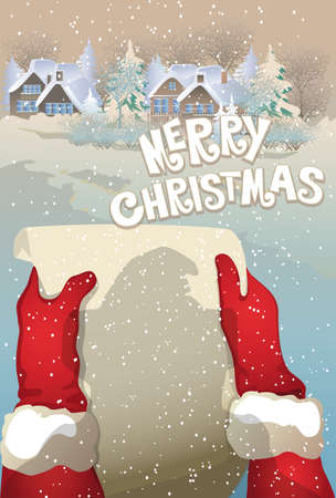 retro Christmas  card wishlist to Santaのイラスト素材