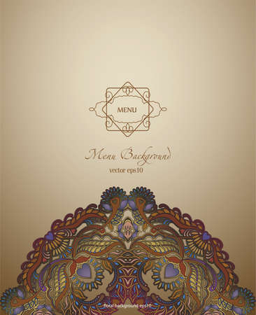 beige  pattern leaflet cover , indian motifのイラスト素材