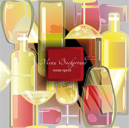 wine menu background,stylized wine bottlesのイラスト素材