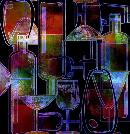 wine menu relief background,stylized wine bottlesの写真素材