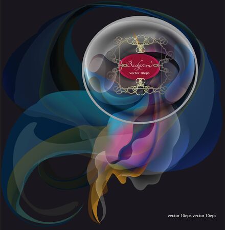 abstract color waves on black backgroundのイラスト素材