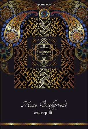 leaflet black and golden, indian motifのイラスト素材