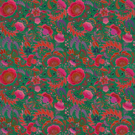pink and green motley floral designの写真素材