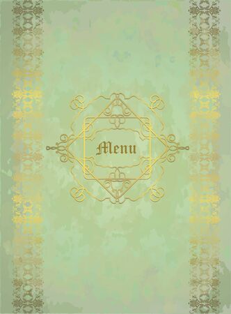 floral design golden on pale green shabby background,eps10のイラスト素材