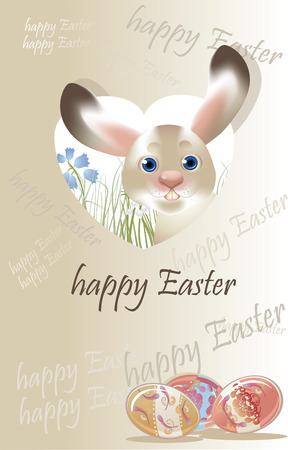 Easter banny, spring postcard pastel coloredのイラスト素材