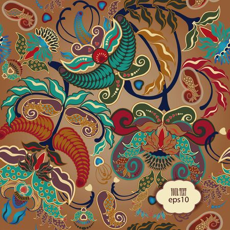 bright motley floral seamless pattern on beige backgroundのイラスト素材