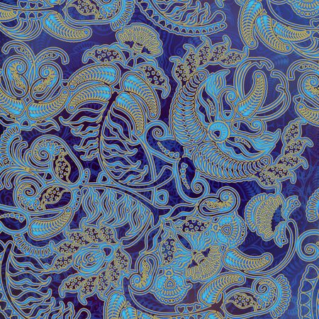 stylized flowers outline on colored dark backgroundの写真素材